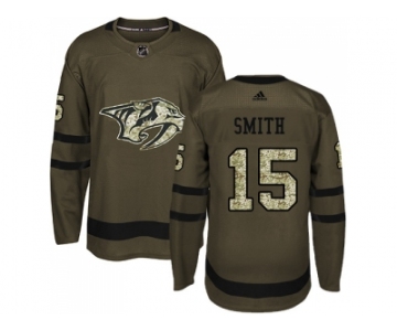 Men Adidas Nashville Predators #15 Craig Smith Green Salute to Service Stitched NHL Jersey