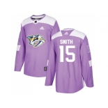 Men Adidas Nashville Predators #15 Craig Smith Purple Authentic Fights Cancer Stitched NHL Jersey