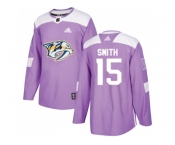 Men Adidas Nashville Predators #15 Craig Smith Purple Authentic Fights Cancer Stitched NHL Jersey