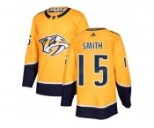 Men Adidas Nashville Predators #15 Craig Smith Yellow Home Authentic Stitched NHL Jersey