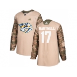 Men Adidas Nashville Predators #17 Scott Hartnell Camo Authentic 2017 Veterans Day Stitched NHL Jersey