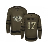 Men Adidas Nashville Predators #17 Scott Hartnell Green Salute to Service Stitched NHL Jersey