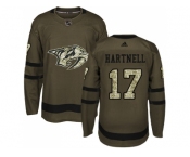 Men Adidas Nashville Predators #17 Scott Hartnell Green Salute to Service Stitched NHL Jersey