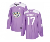 Men Adidas Nashville Predators #17 Scott Hartnell Purple Authentic Fights Cancer Stitched NHL Jersey