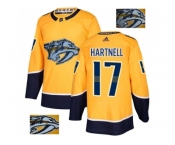 Men Adidas Nashville Predators #17 Scott Hartnell Yellow Home Authentic Fashion Gold Stitched NHL Jersey