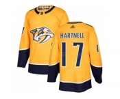 Men Adidas Nashville Predators #17 Scott Hartnell Yellow Home Authentic Stitched NHL Jersey