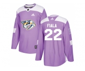 Men Adidas Nashville Predators #22 Kevin Fiala Purple Authentic Fights Cancer Stitched NHL Jersey