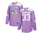 Men Adidas Nashville Predators #33 Viktor Arvidsson Purple Authentic Fights Cancer Stitched NHL Jersey