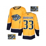 Men Adidas Nashville Predators #33 Viktor Arvidsson Yellow Home Authentic Fashion Gold Stitched NHL Jersey