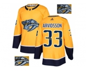 Men Adidas Nashville Predators #33 Viktor Arvidsson Yellow Home Authentic Fashion Gold Stitched NHL Jersey