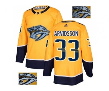 Men Adidas Nashville Predators #33 Viktor Arvidsson Yellow Home Authentic Fashion Gold Stitched NHL Jersey