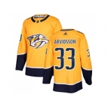 Men Adidas Nashville Predators #33 Viktor Arvidsson Yellow Home Authentic Stitched NHL Jersey