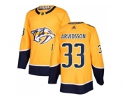 Men Adidas Nashville Predators #33 Viktor Arvidsson Yellow Home Authentic Stitched NHL Jersey