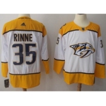 Men Adidas Nashville Predators #35 Pekka Rinne White Road Authentic Stitched NHL Jersey