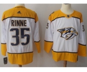 Men Adidas Nashville Predators #35 Pekka Rinne White Road Authentic Stitched NHL Jersey