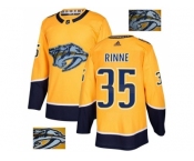 Men Adidas Nashville Predators #35 Pekka Rinne Yellow Home Authentic Fashion Gold Stitched NHL Jersey