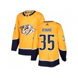 Men Adidas Nashville Predators #35 Pekka Rinne Yellow Home Authentic Stitched NHL Jersey