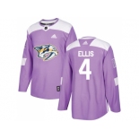 Men Adidas Nashville Predators #4 Ryan Ellis Purple Authentic Fights Cancer Stitched NHL Jersey