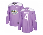 Men Adidas Nashville Predators #4 Ryan Ellis Purple Authentic Fights Cancer Stitched NHL Jersey