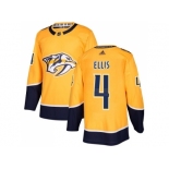 Men Adidas Nashville Predators #4 Ryan Ellis Yellow Home Authentic Stitched NHL Jersey