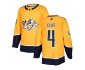 Men Adidas Nashville Predators #4 Ryan Ellis Yellow Home Authentic Stitched NHL Jersey