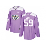 Men Adidas Nashville Predators #59 Roman Josi Purple Authentic Fights Cancer Stitched NHL Jersey