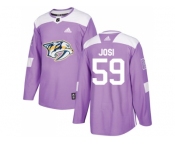 Men Adidas Nashville Predators #59 Roman Josi Purple Authentic Fights Cancer Stitched NHL Jersey