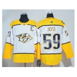 Men Adidas Nashville Predators #59 Roman Josi White Road Authentic Stitched NHL Jersey