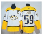 Men Adidas Nashville Predators #59 Roman Josi White Road Authentic Stitched NHL Jersey