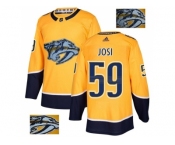 Men Adidas Nashville Predators #59 Roman Josi Yellow Home Authentic Fashion Gold Stitched NHL Jersey