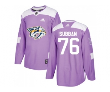 Men Adidas Nashville Predators #76 P.K Subban Purple Authentic Fights Cancer Stitched NHL Jersey