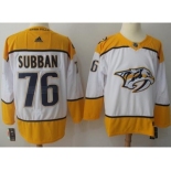 Men Adidas Nashville Predators #76 P.K Subban White Road Authentic Stitched NHL Jersey