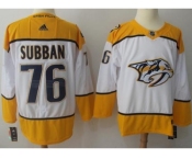 Men Adidas Nashville Predators #76 P.K Subban White Road Authentic Stitched NHL Jersey