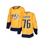 Men Adidas Nashville Predators #76 P.K Subban Yellow Home Authentic Stitched NHL Jersey