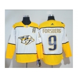 Men Adidas Nashville Predators #9 Filip Forsberg White Road Authentic Stitched NHL Jersey