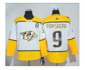 Men Adidas Nashville Predators #9 Filip Forsberg White Road Authentic Stitched NHL Jersey