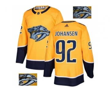 Men Adidas Nashville Predators #92 Ryan Johansen Yellow Home Authentic Fashion Gold Stitched NHL Jersey