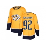 Men Adidas Nashville Predators #92 Ryan Johansen Yellow Home Authentic Stitched NHL Jersey