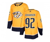 Men Adidas Nashville Predators #92 Ryan Johansen Yellow Home Authentic Stitched NHL Jersey