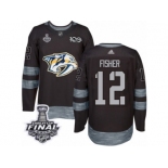 Men's Adidas Nashville Predators #12 Mike Fisher Premier Black 1917-2017 100th Anniversary 2017 Stanley Cup Final NHL Jersey