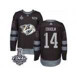 Men's Adidas Nashville Predators #14 Mattias Ekholm Premier Black 1917-2017 100th Anniversary 2017 Stanley Cup Final NHL Jersey