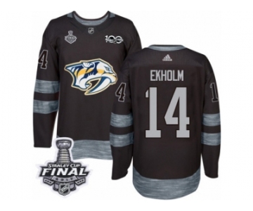 Men's Adidas Nashville Predators #14 Mattias Ekholm Premier Black 1917-2017 100th Anniversary 2017 Stanley Cup Final NHL Jersey