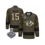 Men's Adidas Nashville Predators #15 Craig Smith Premier Green Salute to Service 2017 Stanley Cup Final NHL Jersey