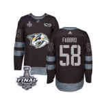 Men's Adidas Nashville Predators #58 Dante Fabbro Premier Black 1917-2017 100th Anniversary 2017 Stanley Cup Final NHL Jersey