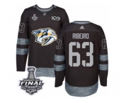 Men's Adidas Nashville Predators #63 Mike Ribeiro Premier Black 1917-2017 100th Anniversary 2017 Stanley Cup Final NHL Jersey