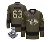 Men's Adidas Nashville Predators #63 Mike Ribeiro Premier Green Salute to Service 2017 Stanley Cup Final NHL Jersey