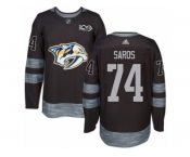 Men's Adidas Nashville Predators #74 Juuse Saros Authentic Black 1917-2017 100th Anniversary NHL Jersey