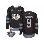 Men's Adidas Nashville Predators #9 Filip Forsberg Premier Black 1917-2017 100th Anniversary 2017 Stanley Cup Final NHL Jersey