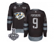 Men's Adidas Nashville Predators #9 Filip Forsberg Premier Black 1917-2017 100th Anniversary 2017 Stanley Cup Final NHL Jersey