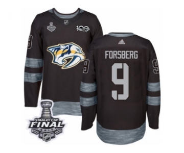 Men's Adidas Nashville Predators #9 Filip Forsberg Premier Black 1917-2017 100th Anniversary 2017 Stanley Cup Final NHL Jersey